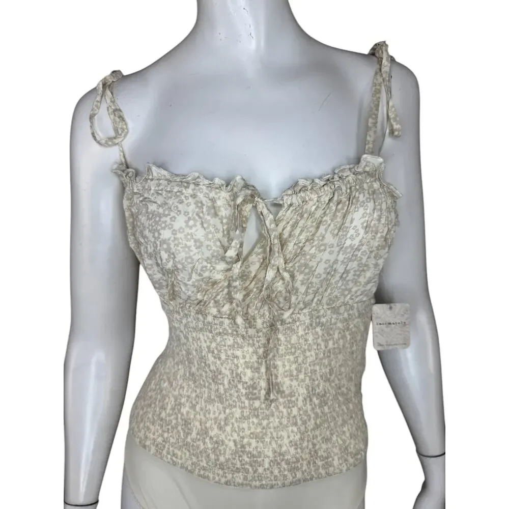 Intimately Free People‎ Ivory Combo Bardot Sleeveless Bodysuit Womens M NWT